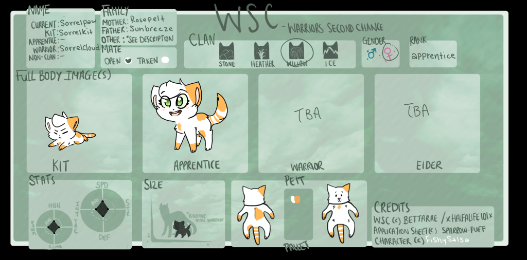 WSC: WillowClan |  Sorrelpaw | Apprentice