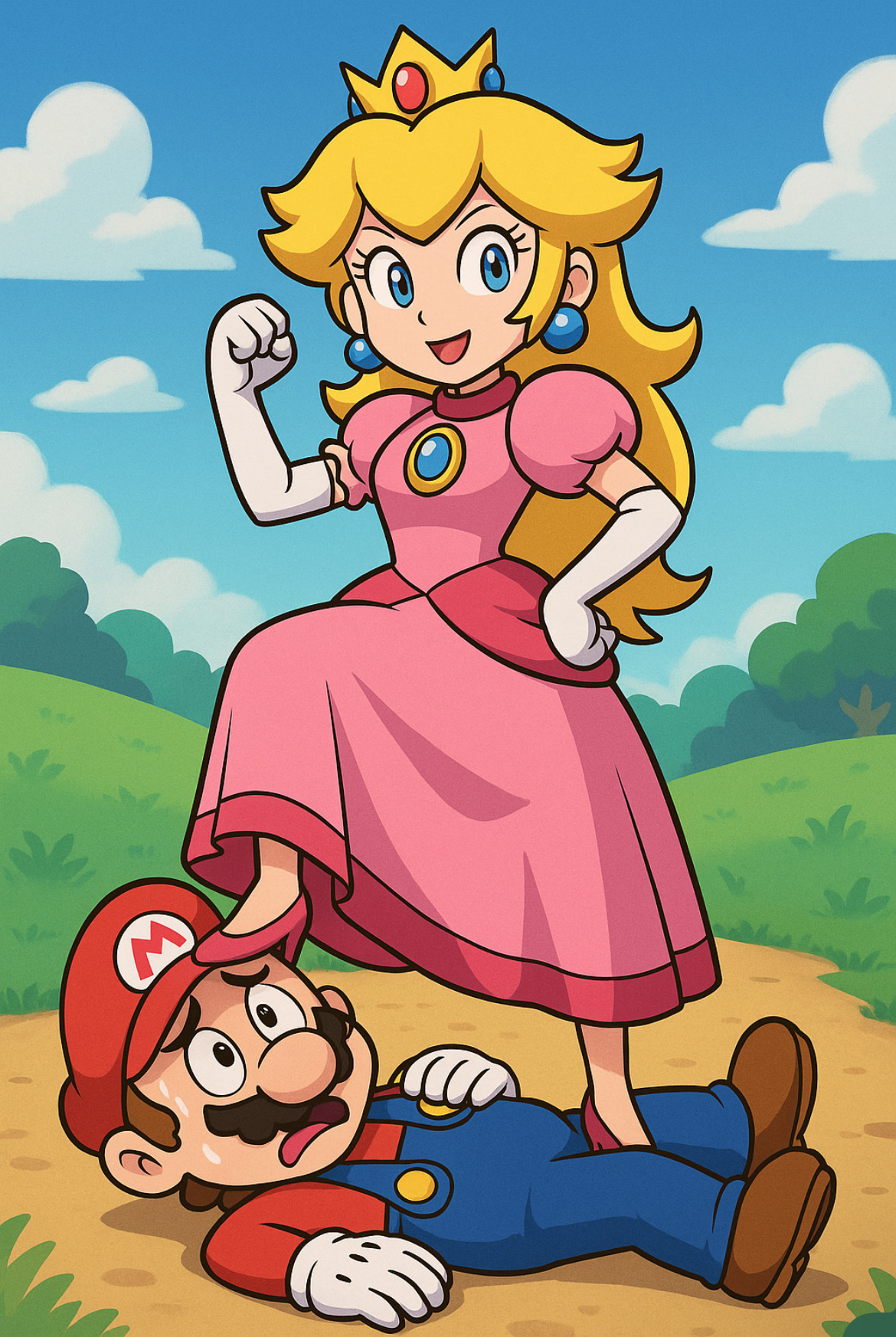 Ai peach tramples mario