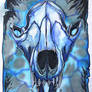 Silk Painting - Blue Fox Skull