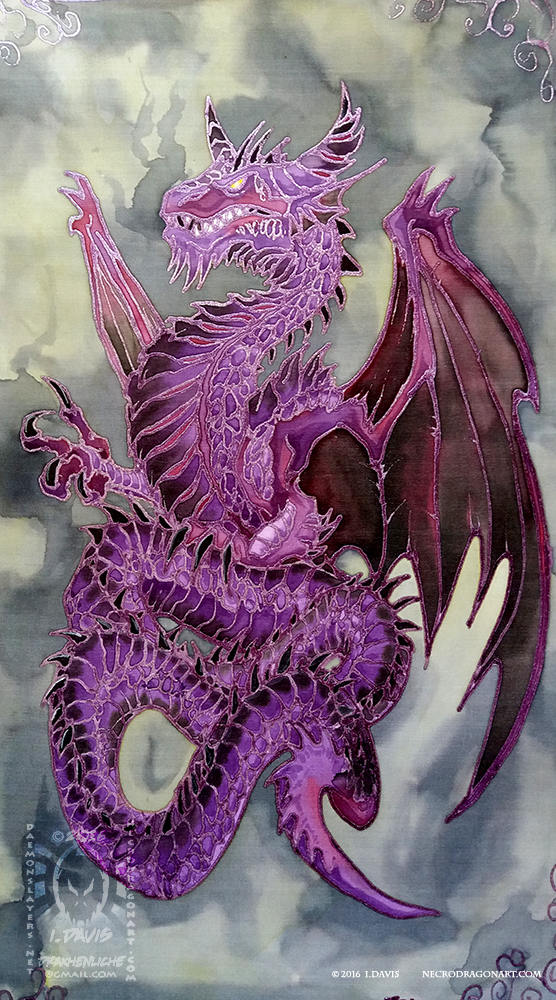 Silk Painting - Purple Dragon