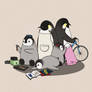 Emperor Penguin Family Cartoon Style