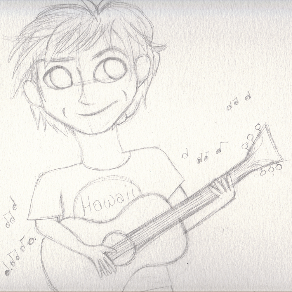 Guitar Boy Sketch {Mary Blair Style}