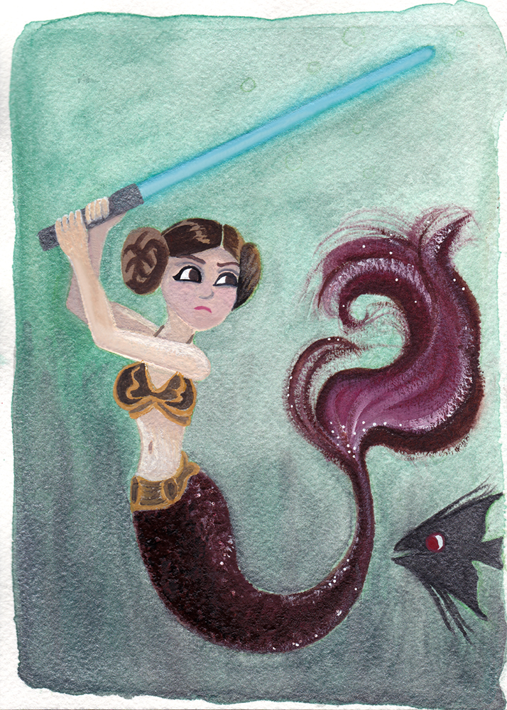 May The Fourth Mermaid {Gouache Painting}