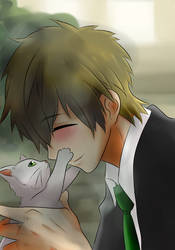 Makoto and a little cat