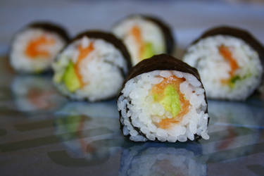 Salmon and Avocado Sushi