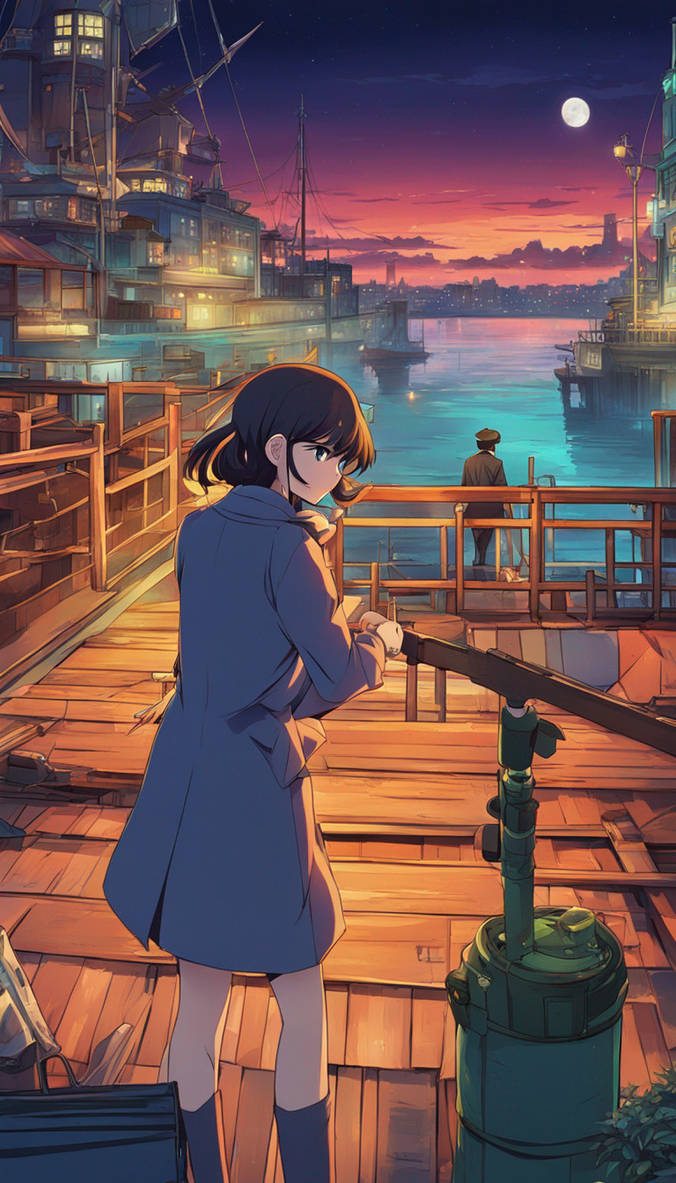 Lady Detective snooping at docks at night by CrimsonParkDog on DeviantArt