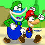 Rayman and Globox as Mario Bros