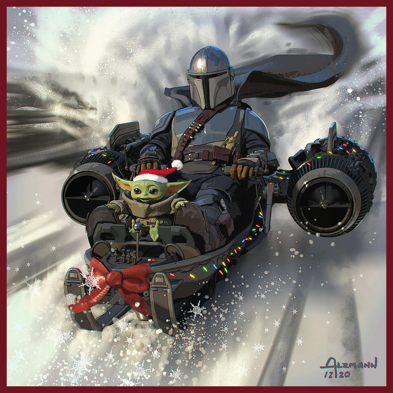 Merry Christmas from Baby Yoda and the Mandalorian