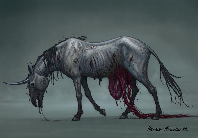 Zombie Unicorn Coloring Pages