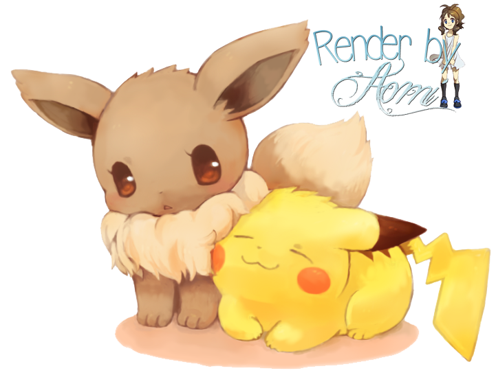 Eevee y Pikachu Cute Render