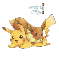 Eevee y Pikachu Kawaii Render