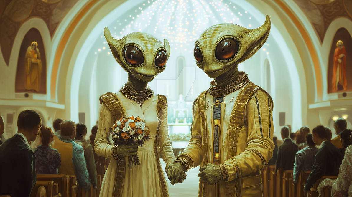 Alien couple's wedding day by AbstractPalette on DeviantArt
