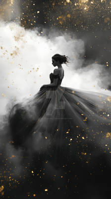 Elegant Woman In Flowing Dress