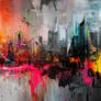 Vibrant Urban City Skyline Artwork