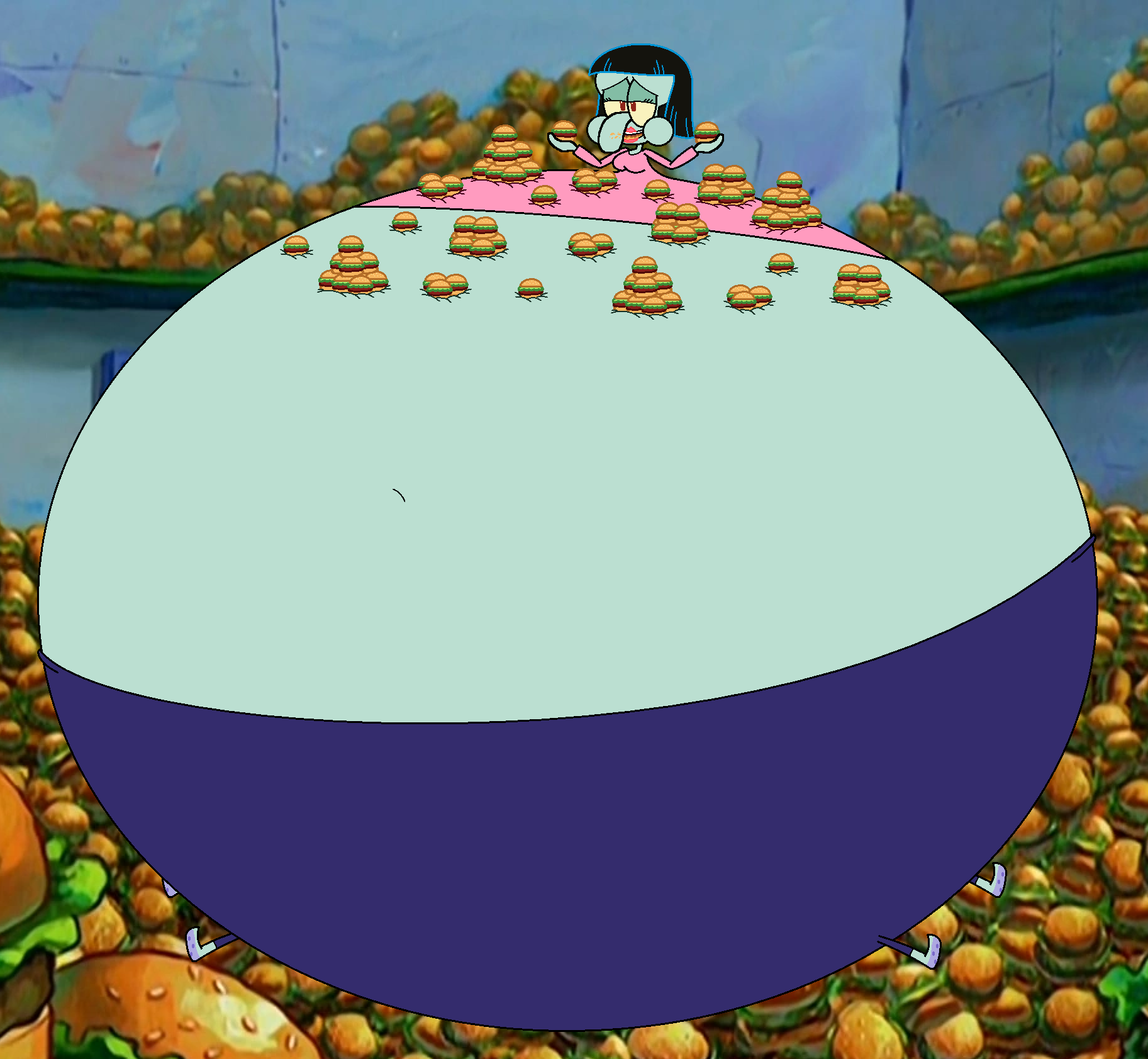 Squpidward Inflation Squidette's Krabby Patty Obsession by KonixTheHedgehog on DeviantArt