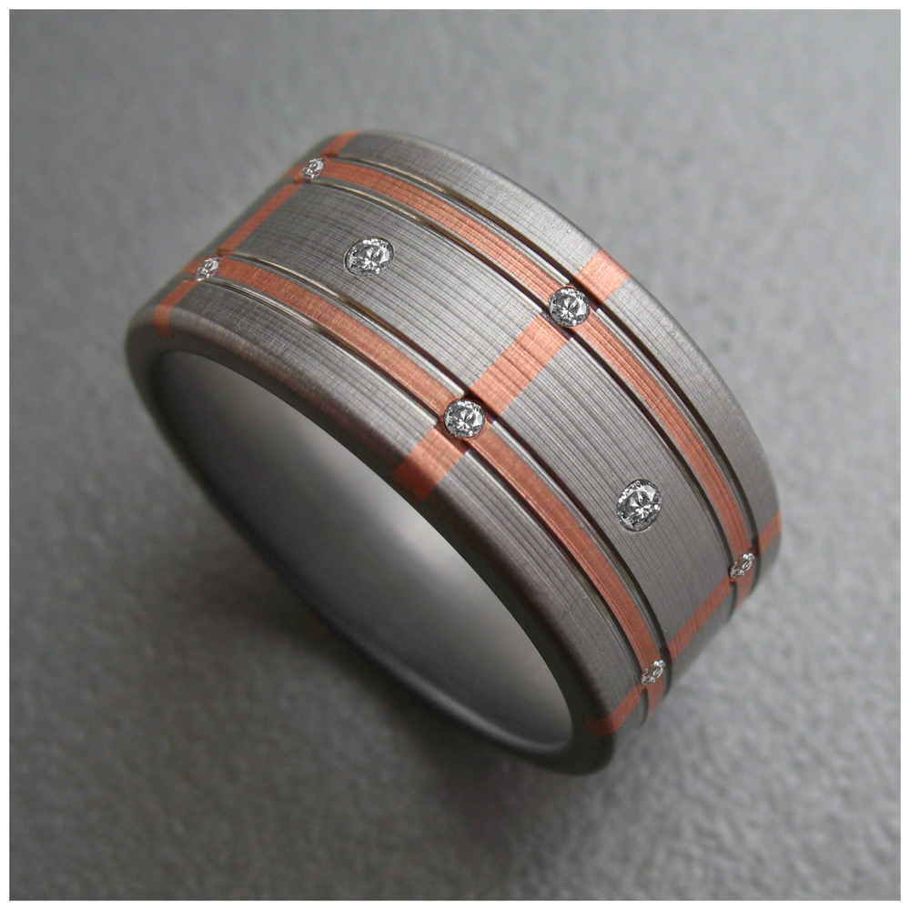 Plaid Diamond Copper Ring