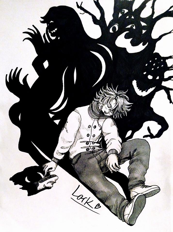 Inktober day 9 - Looming monsters by 7AirGoddess3