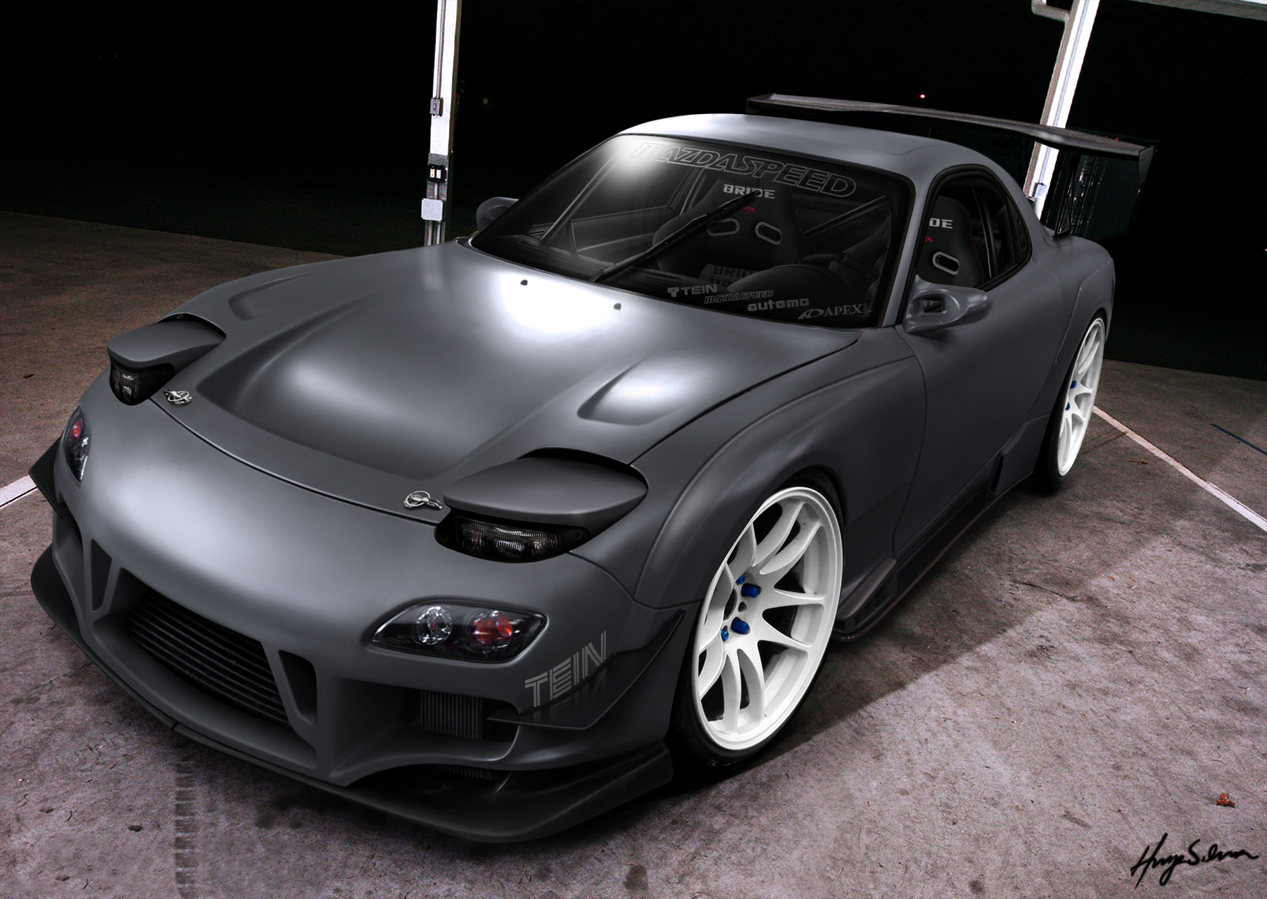 mazda rx7 matte grey