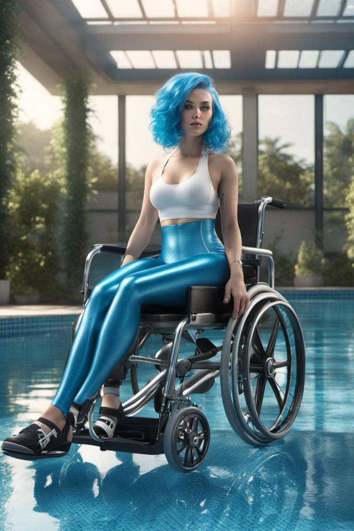 She took off her prosthesis and ready to swim