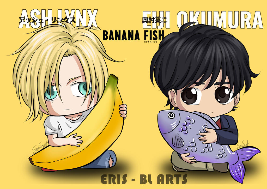 Ash x Eiji, chibi, Banana Fish, credits to the artist