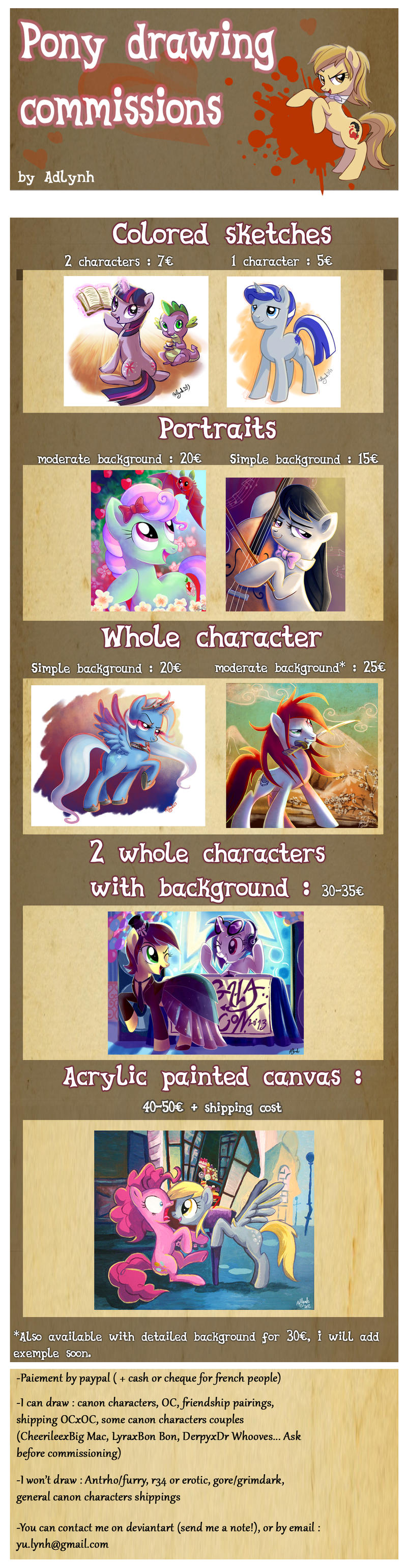 New commissions for pony drawings!