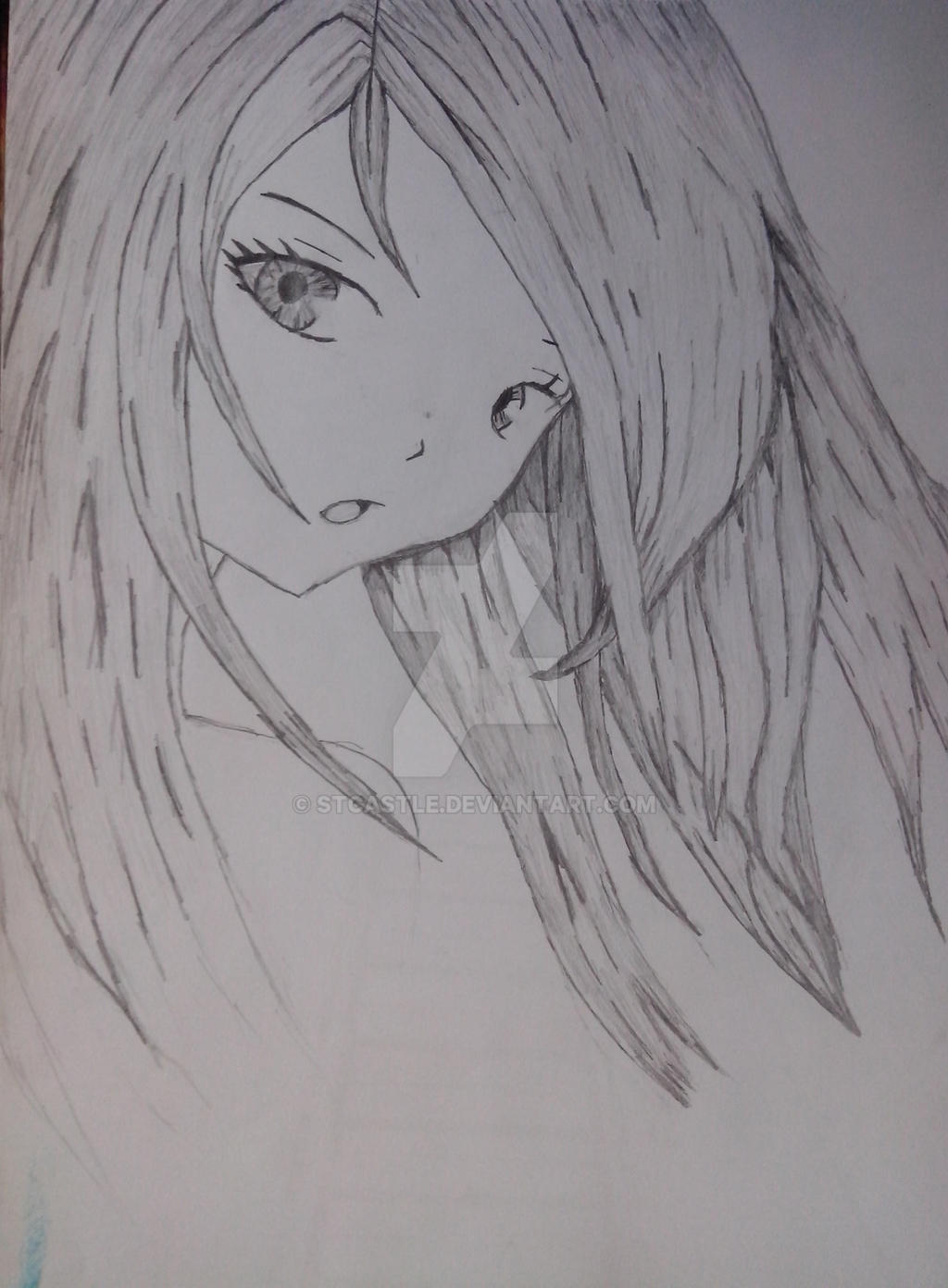 Charcoal Anime Girl by STCastle on DeviantArt