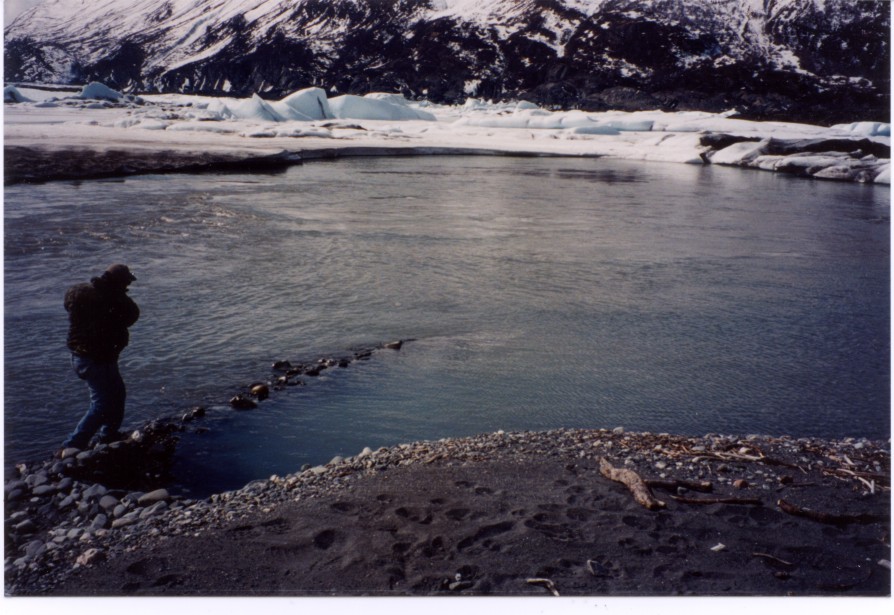 Skipping rocks at Knik Glacier