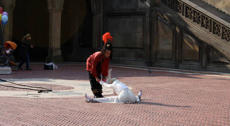 Acrobats in Central Park.