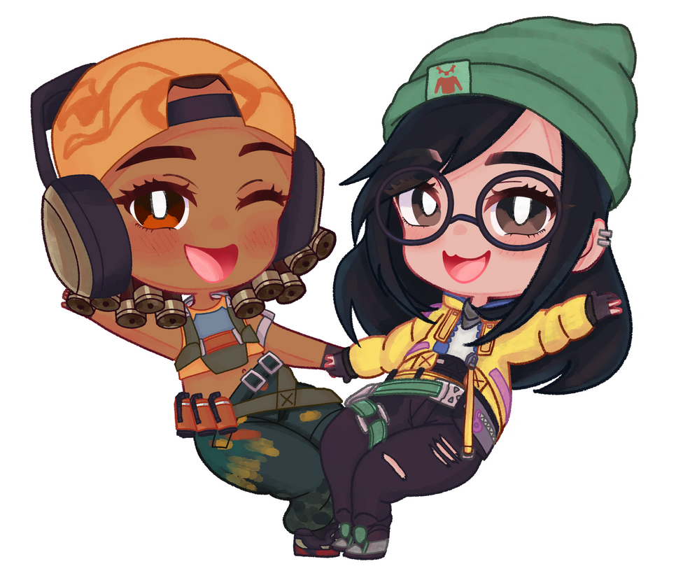 Kj x Raze Chibi Sticker by spirichuu on DeviantArt