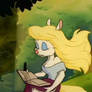 Minerva's long flowing hair