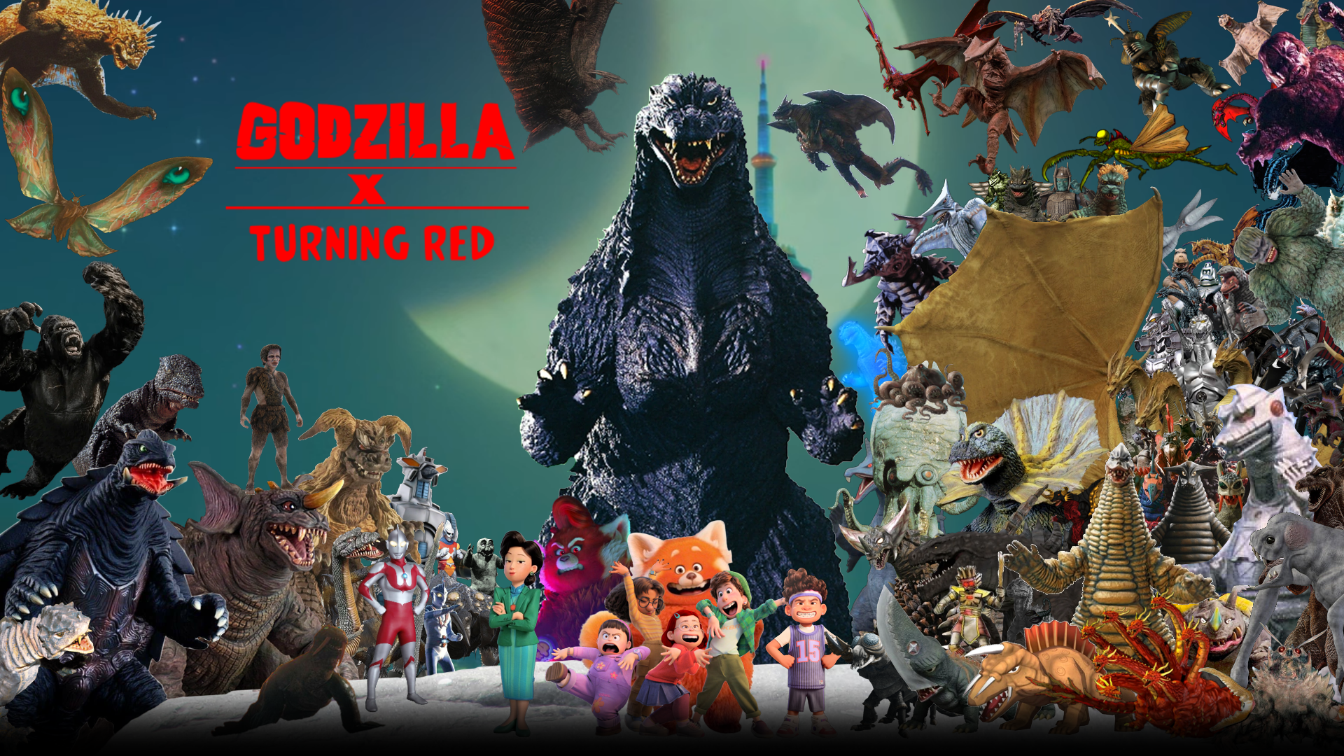 Godzilla Red Ink Godzilla X Turning Red Wallpaper by vashierthebasher on DeviantArt
