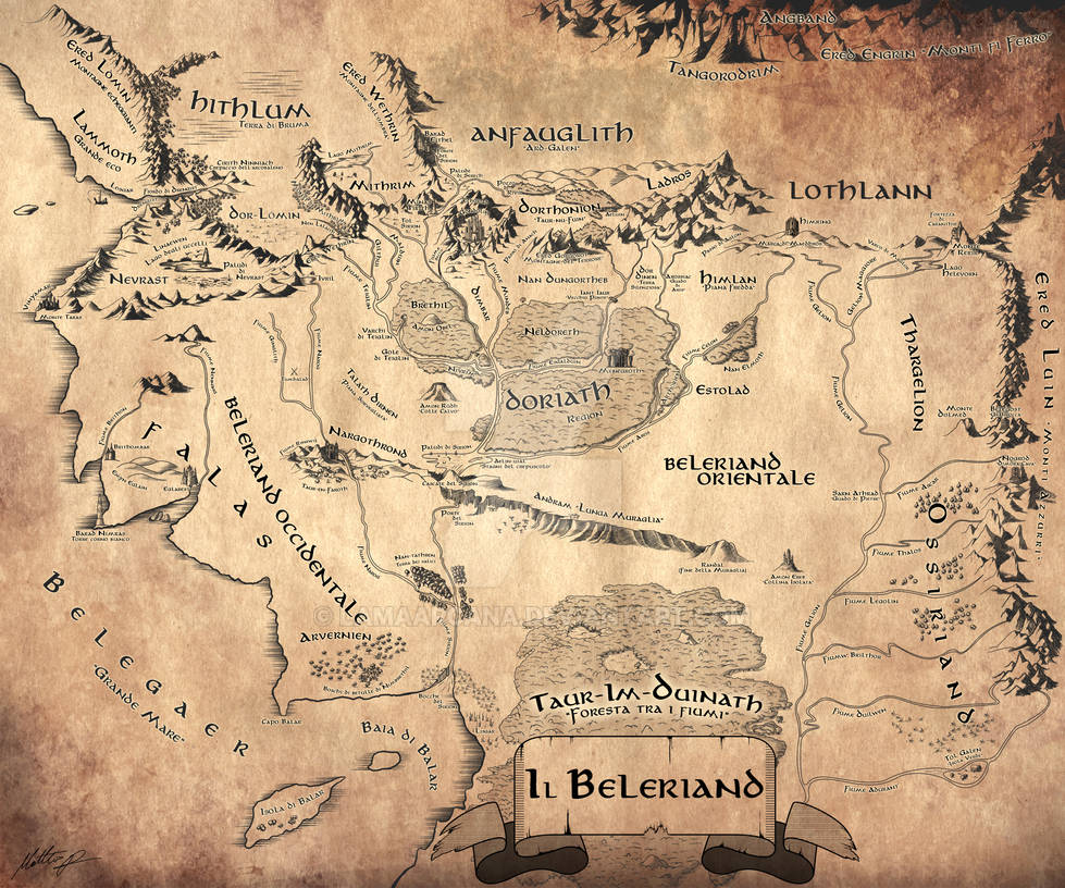 Beleriand  Silmarillion map, Tolkien, Middle earth