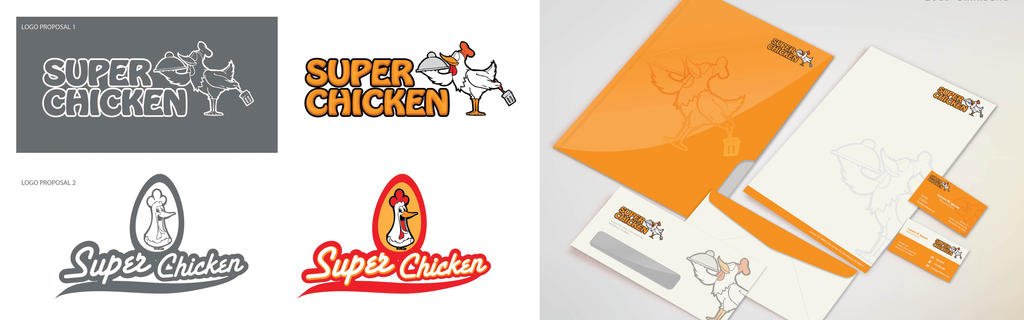 Super Chicken Logo Studies and Branding