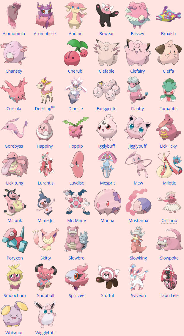 Pink Pokemon List By Amelia411 On Deviantart