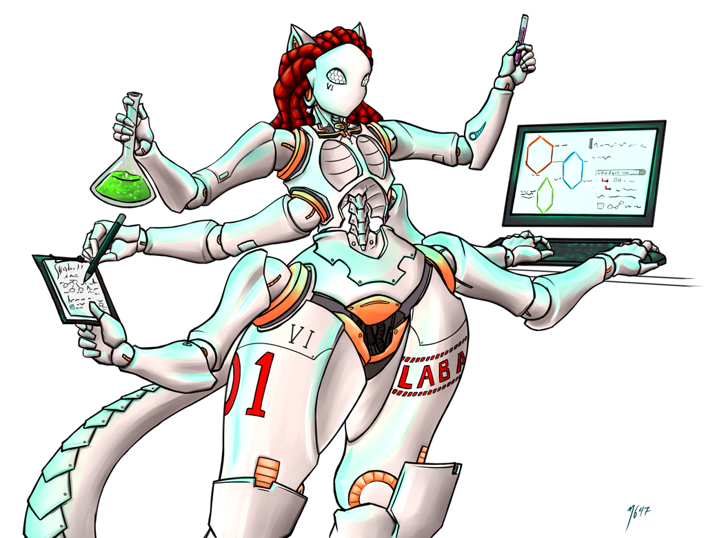 V1 robot kitty scientist