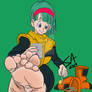 Bulma rests her feet on Namek