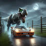 t rex car chasing