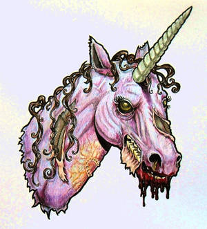 Zombie Unicorn Head - color