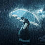 Girl the Umbrela in Rain