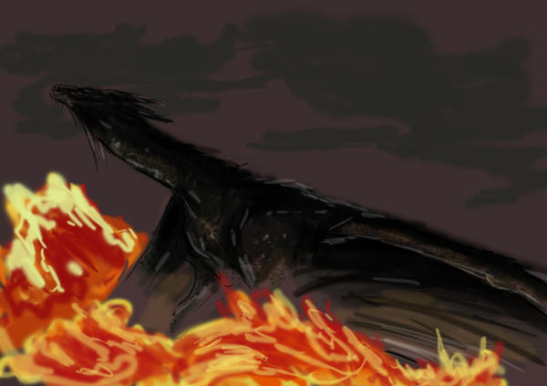 Black Dragon in flames