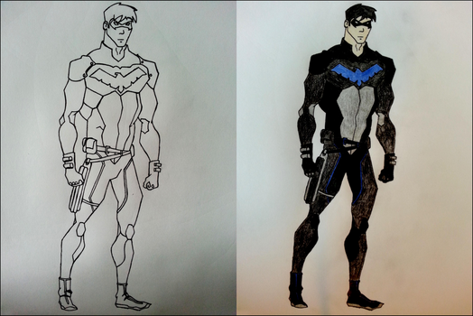 Nightwing Outline and Coloring