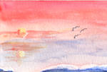 Sunset Watercolour Test by Feuillyien