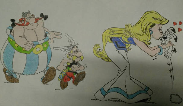 Asterix, Obelix, Falbala et Idefix