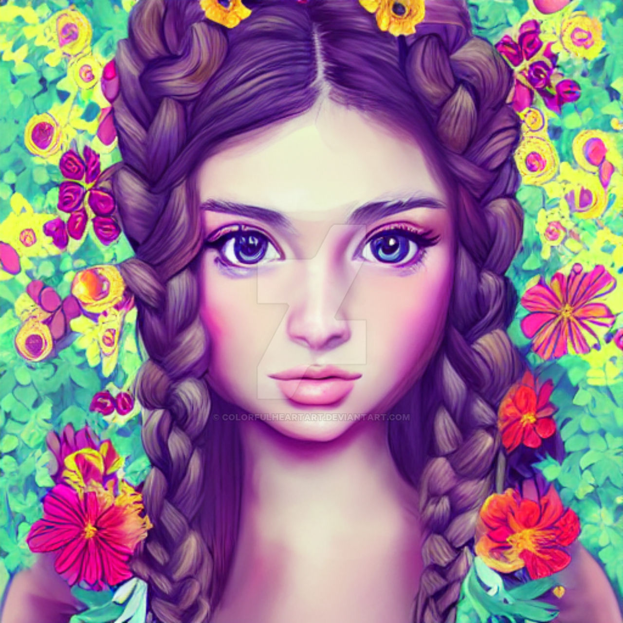 Young Girl with Braided Hair by Colorfulheartart on DeviantArt