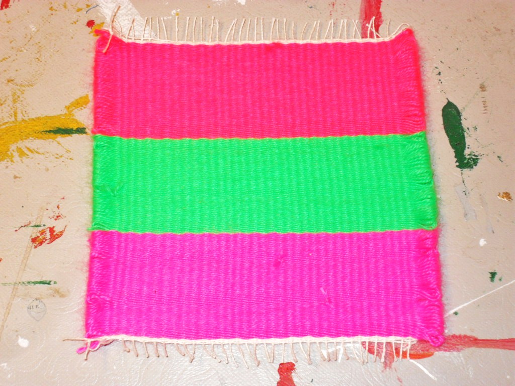 Mini rug - green with various colours