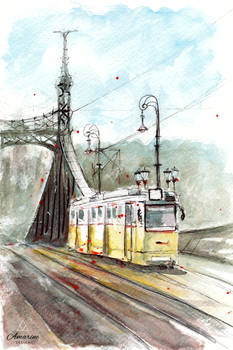 Budapest Tram - Watercolor Painting