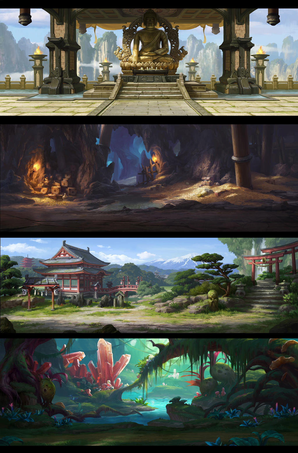 Four mobile game backgrounds by dawnpu on DeviantArt