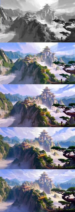 my painting process for huashan