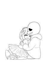 Frisk and Sans Sad Hug Outline