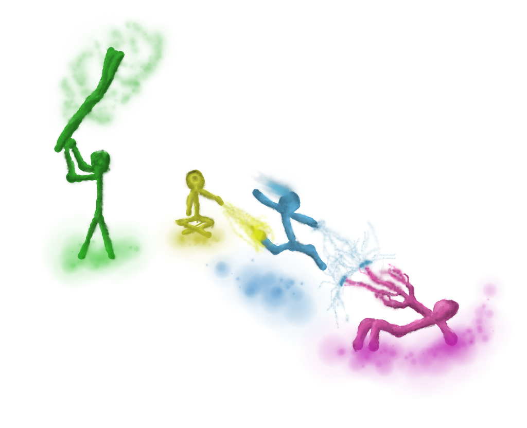 Collagraph Stick Men Four Colorful Stickmen by ChoKakkoiBroccoliMan on DeviantArt